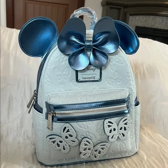Loungefly Disney Minnie Mouse Blue Butterfly 🦋 Mini Backpack NWT - Picture 3 of 15